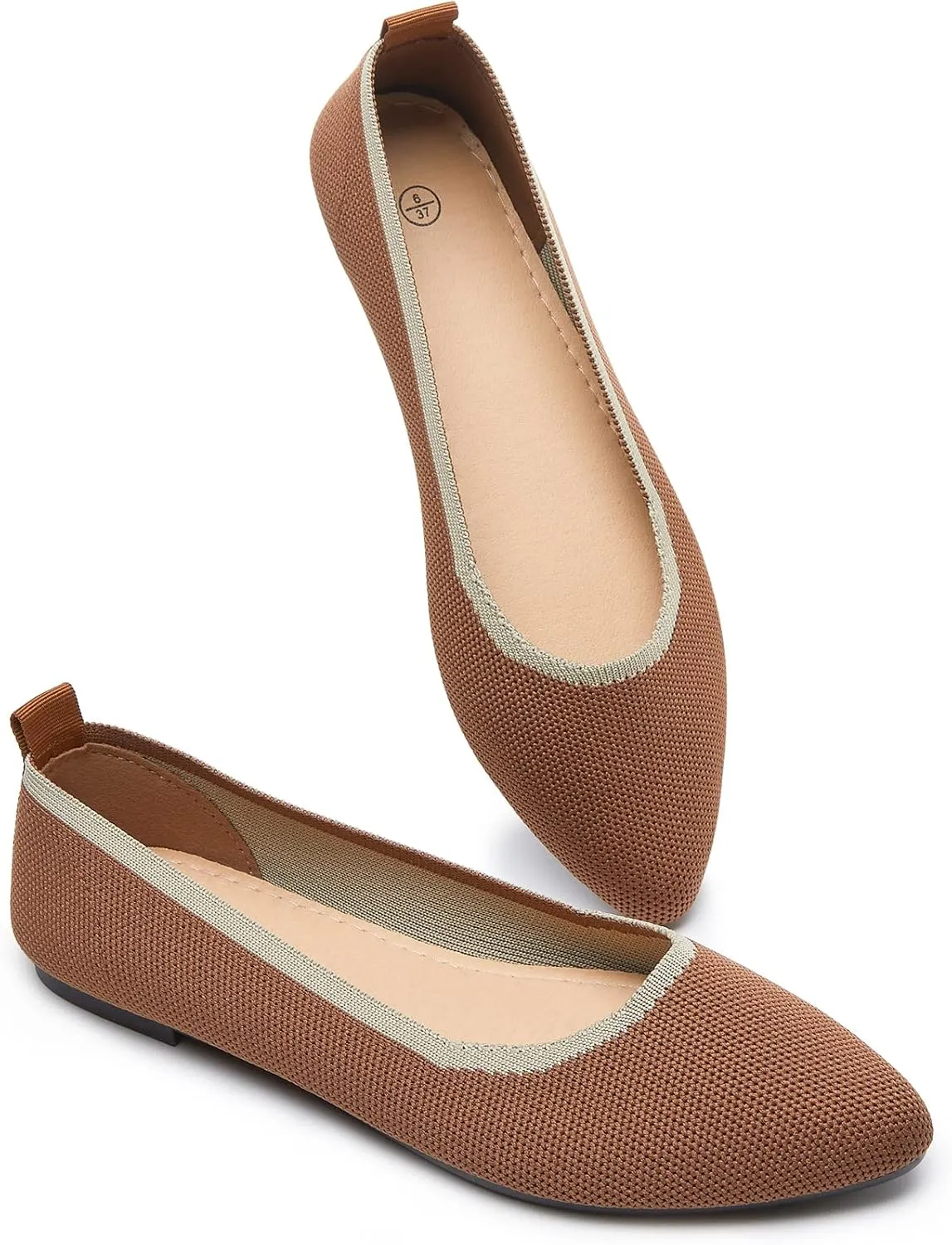 BABUDOG Women's Mesh Flats Shoes Pointed-Toe Dress Shoes for Women Black Flats Shoes Comfortable Memory Foam Flats Shoes