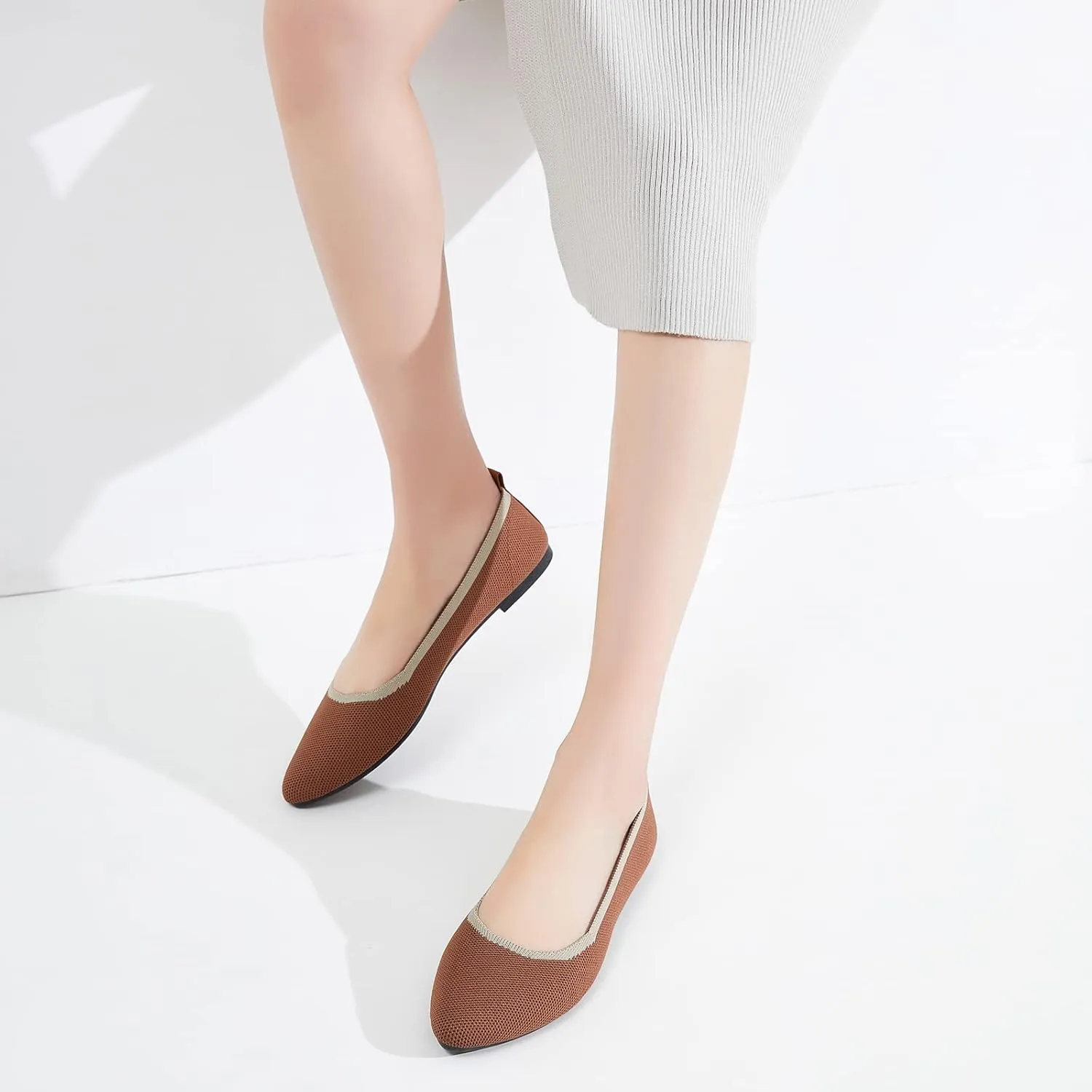 BABUDOG Women's Mesh Flats Shoes Pointed-Toe Dress Shoes for Women Black Flats Shoes Comfortable Memory Foam Flats Shoes