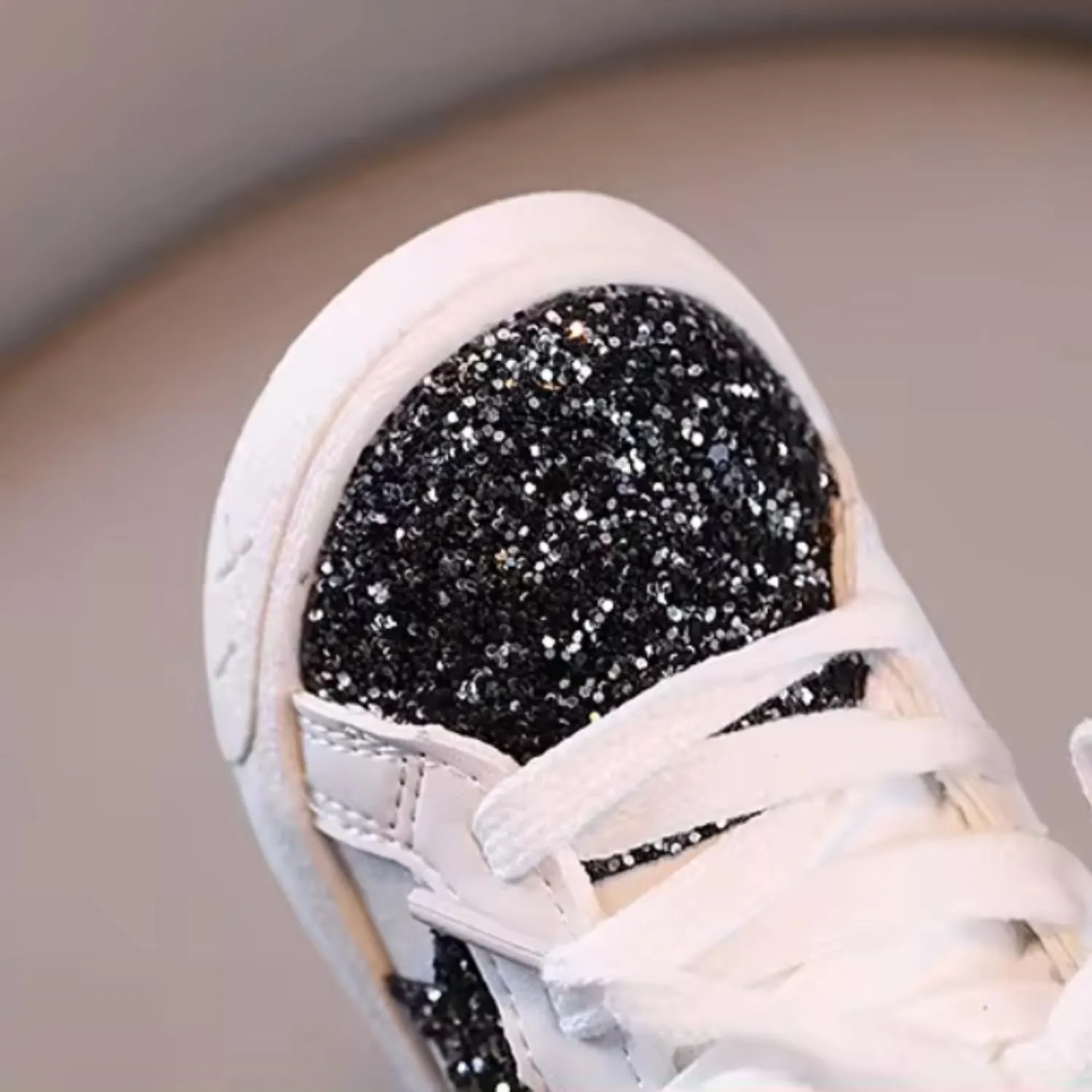 Baby Girls Shoes, Glitter Star Sneakers with Laces | Ages 2-5 y/o | Pink & Purple, Hot Pink, B&W