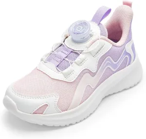 Balabala Kids Sneakers Girls Running Tennis Shoes Turn-Lock Athletic Lightweight Breathable Gradation Sports Shoes