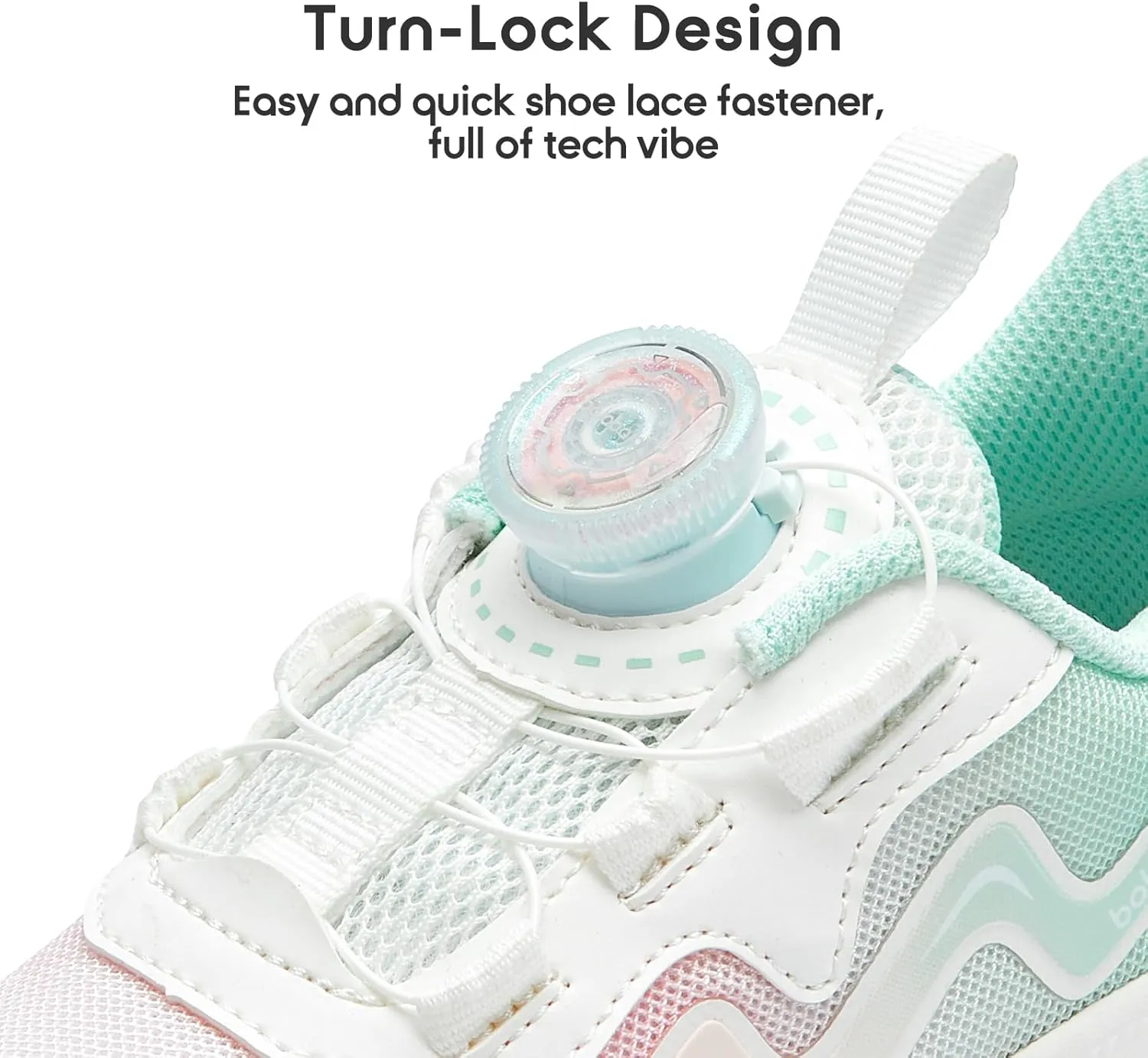 Balabala Kids Sneakers Girls Running Tennis Shoes Turn-Lock Athletic Lightweight Breathable Gradation Sports Shoes