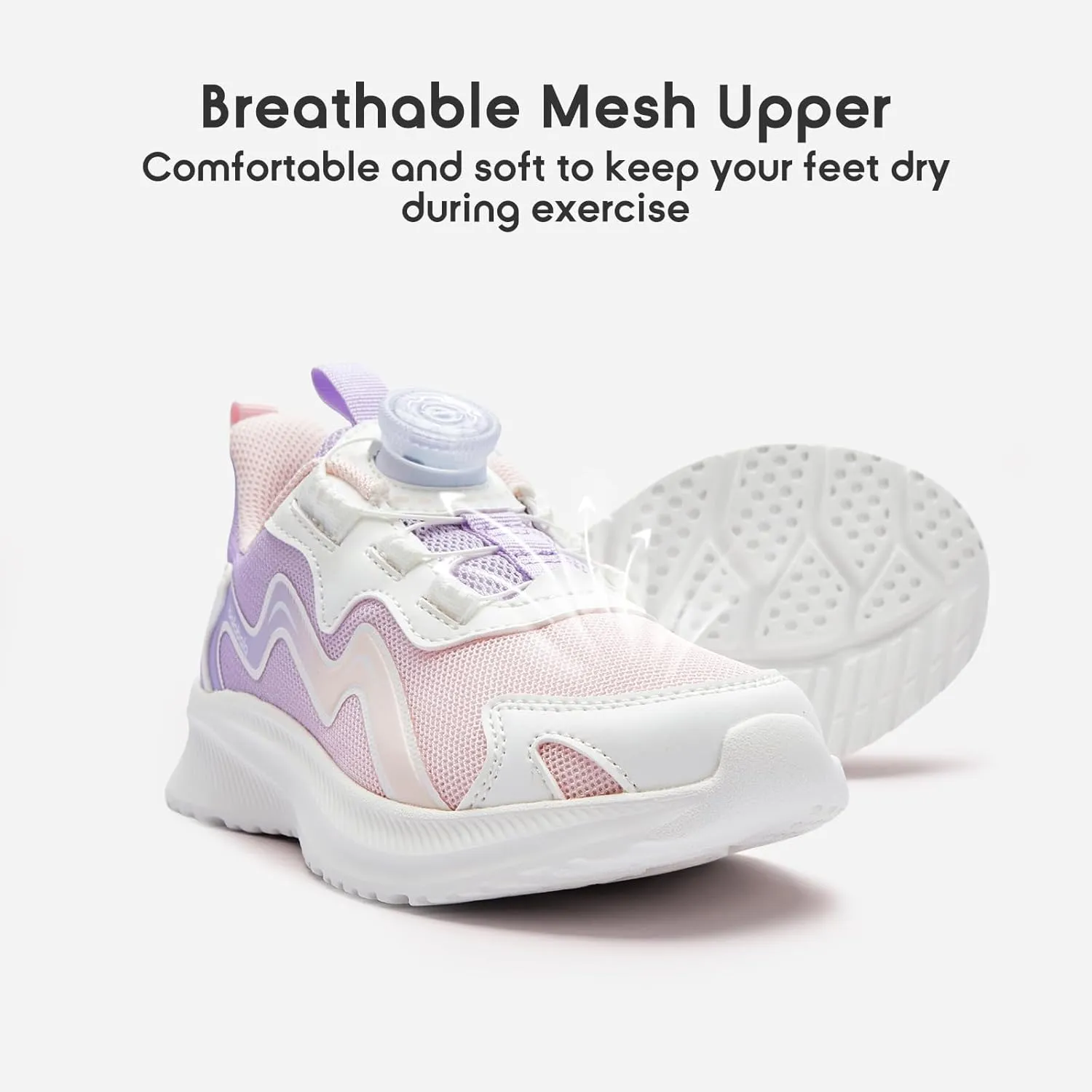 Balabala Kids Sneakers Girls Running Tennis Shoes Turn-Lock Athletic Lightweight Breathable Gradation Sports Shoes