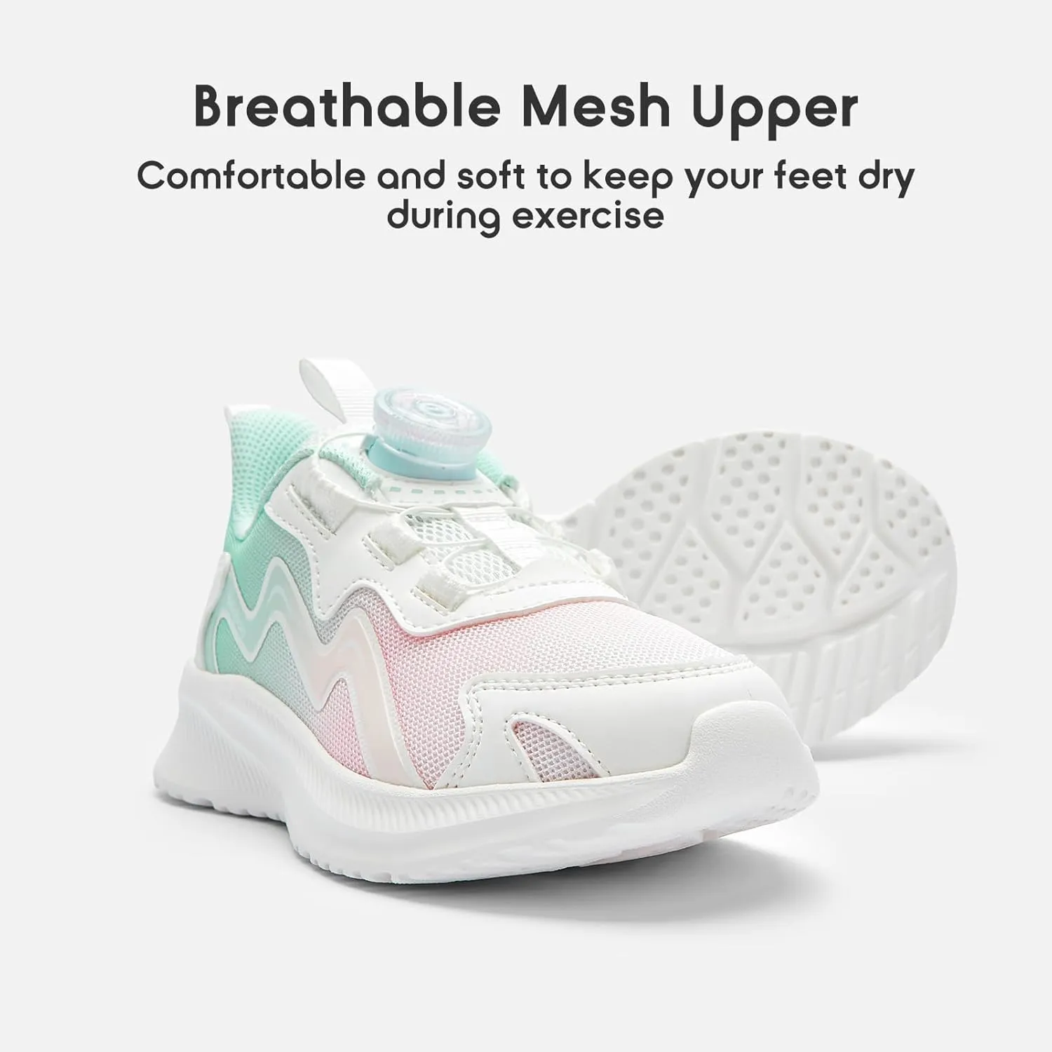 Balabala Kids Sneakers Girls Running Tennis Shoes Turn-Lock Athletic Lightweight Breathable Gradation Sports Shoes