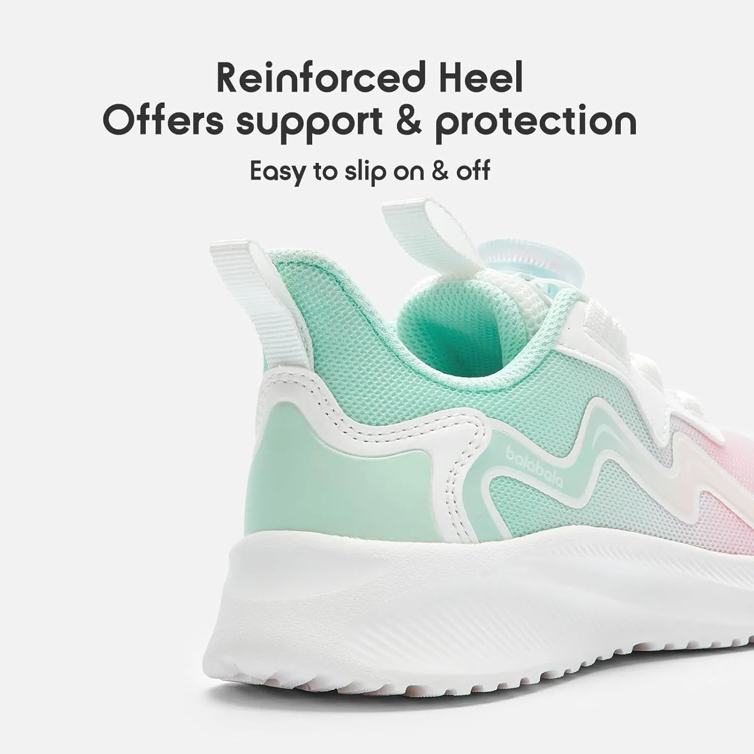 Balabala Kids Sneakers Girls Running Tennis Shoes Turn-Lock Athletic Lightweight Breathable Gradation Sports Shoes