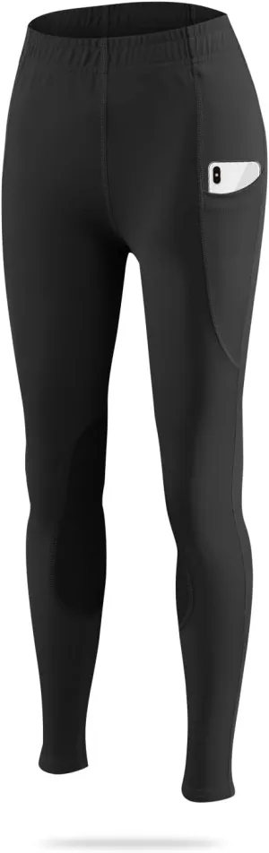 baleaf Girls Riding Pants Kids Equestrian Breeches Knee-Patch Zip Pocket Horseback Tights