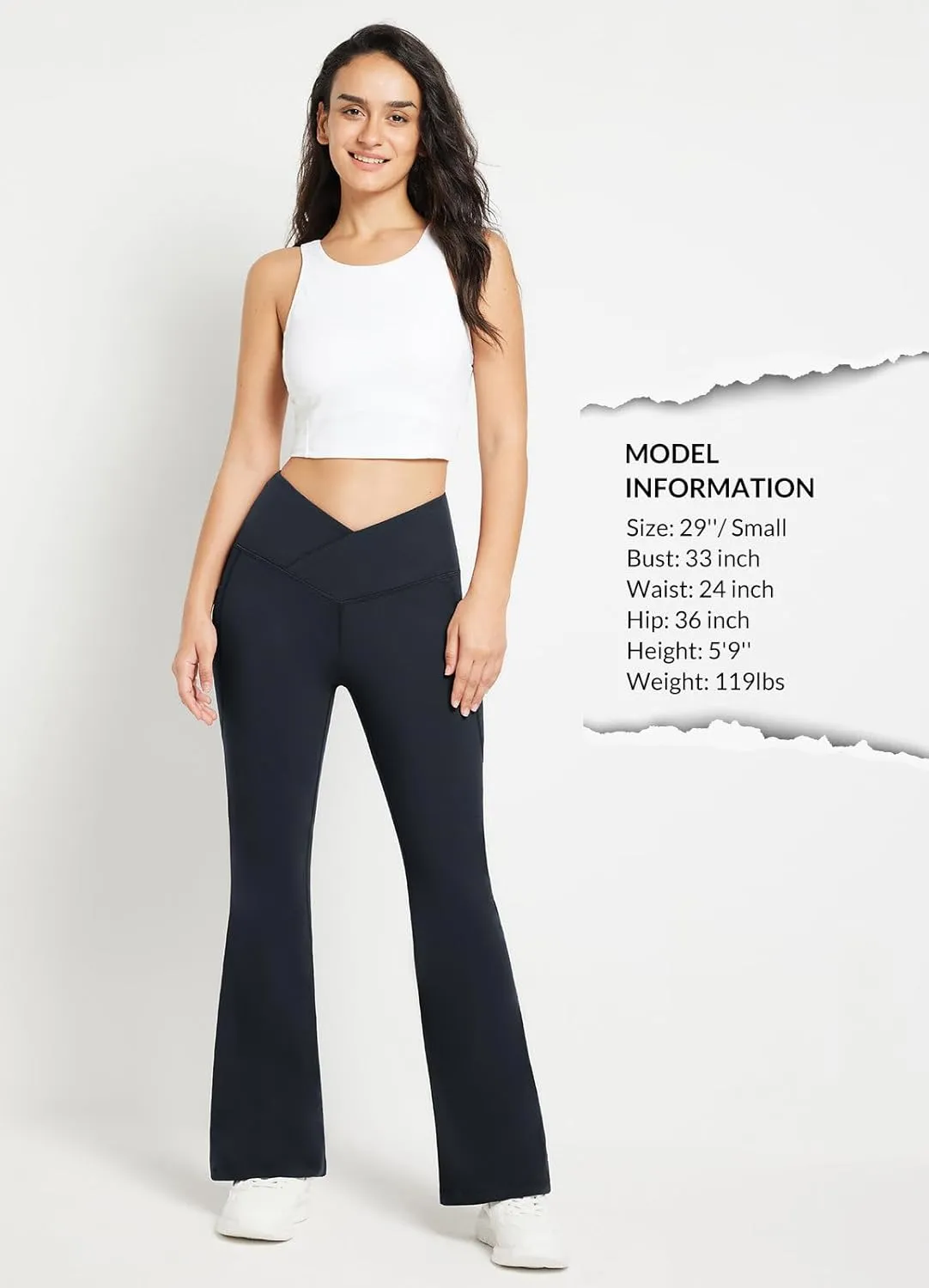 baleaf Women's Fleece Lined Pants Winter Thermal Warm Flare Leggings Crossover Yoga Pants Bell Bottom with Pockets