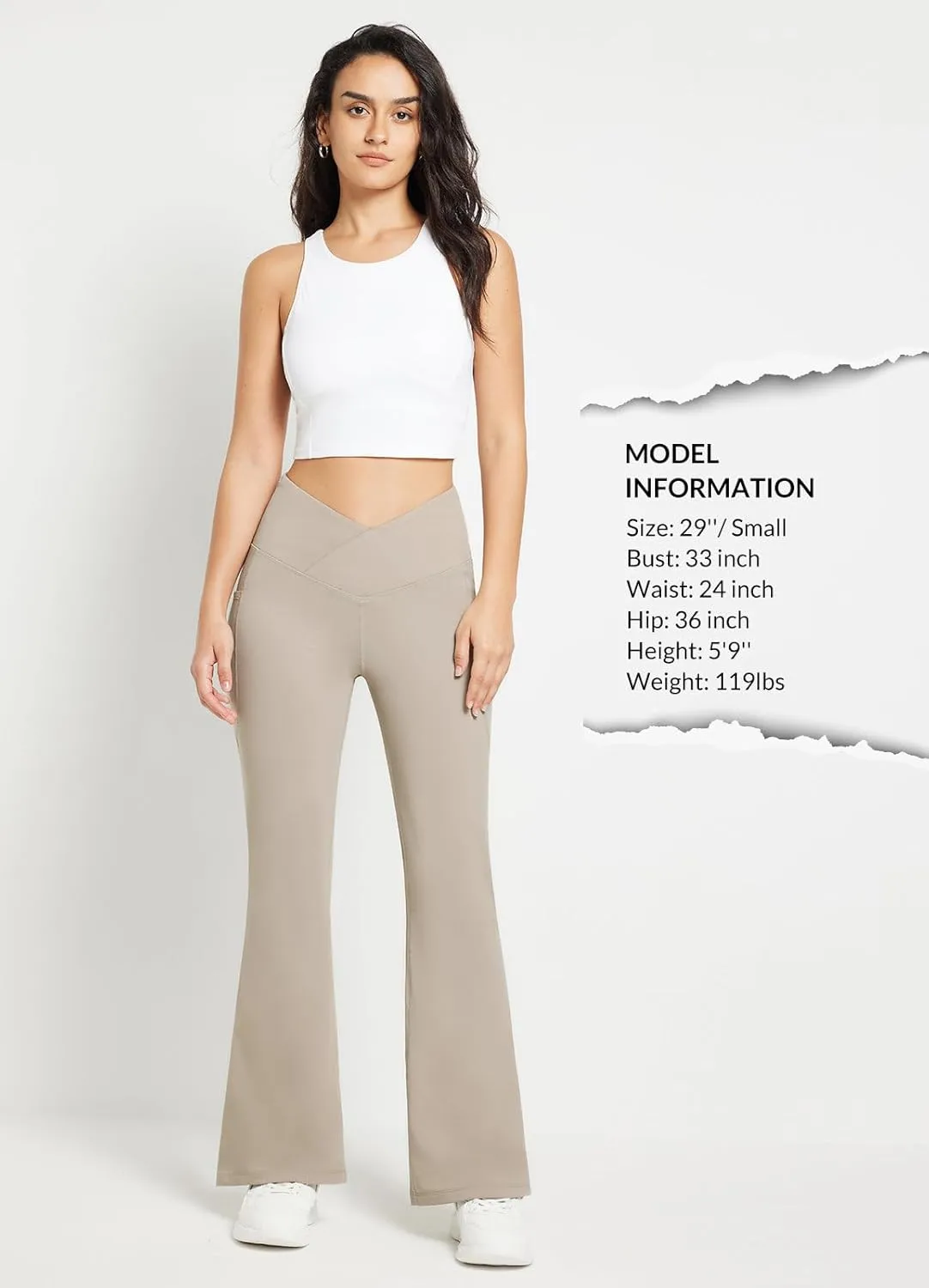 baleaf Women's Fleece Lined Pants Winter Thermal Warm Flare Leggings Crossover Yoga Pants Bell Bottom with Pockets