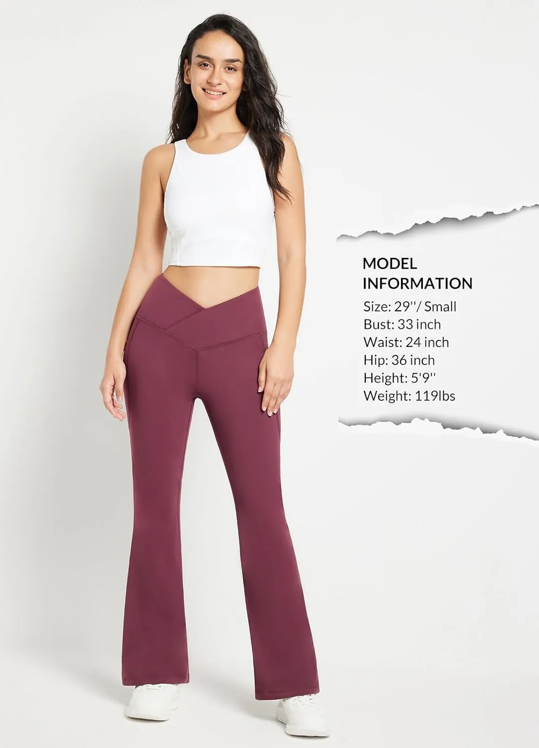 baleaf Women's Fleece Lined Pants Winter Thermal Warm Flare Leggings Crossover Yoga Pants Bell Bottom with Pockets