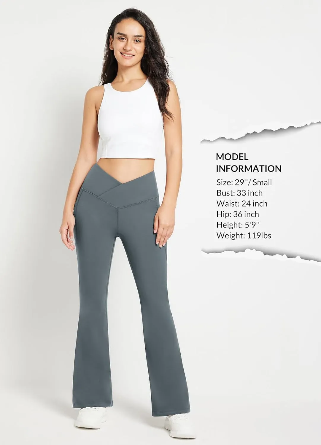 baleaf Women's Fleece Lined Pants Winter Thermal Warm Flare Leggings Crossover Yoga Pants Bell Bottom with Pockets