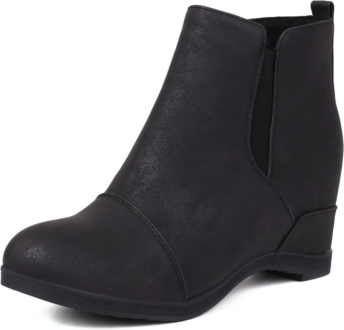 Betastella Women's Wedge Platform Ankle Boots Faux Suede Heels Zip Up Booties