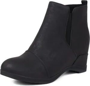 Betastella Women's Wedge Platform Ankle Boots Faux Suede Heels Zip Up Booties