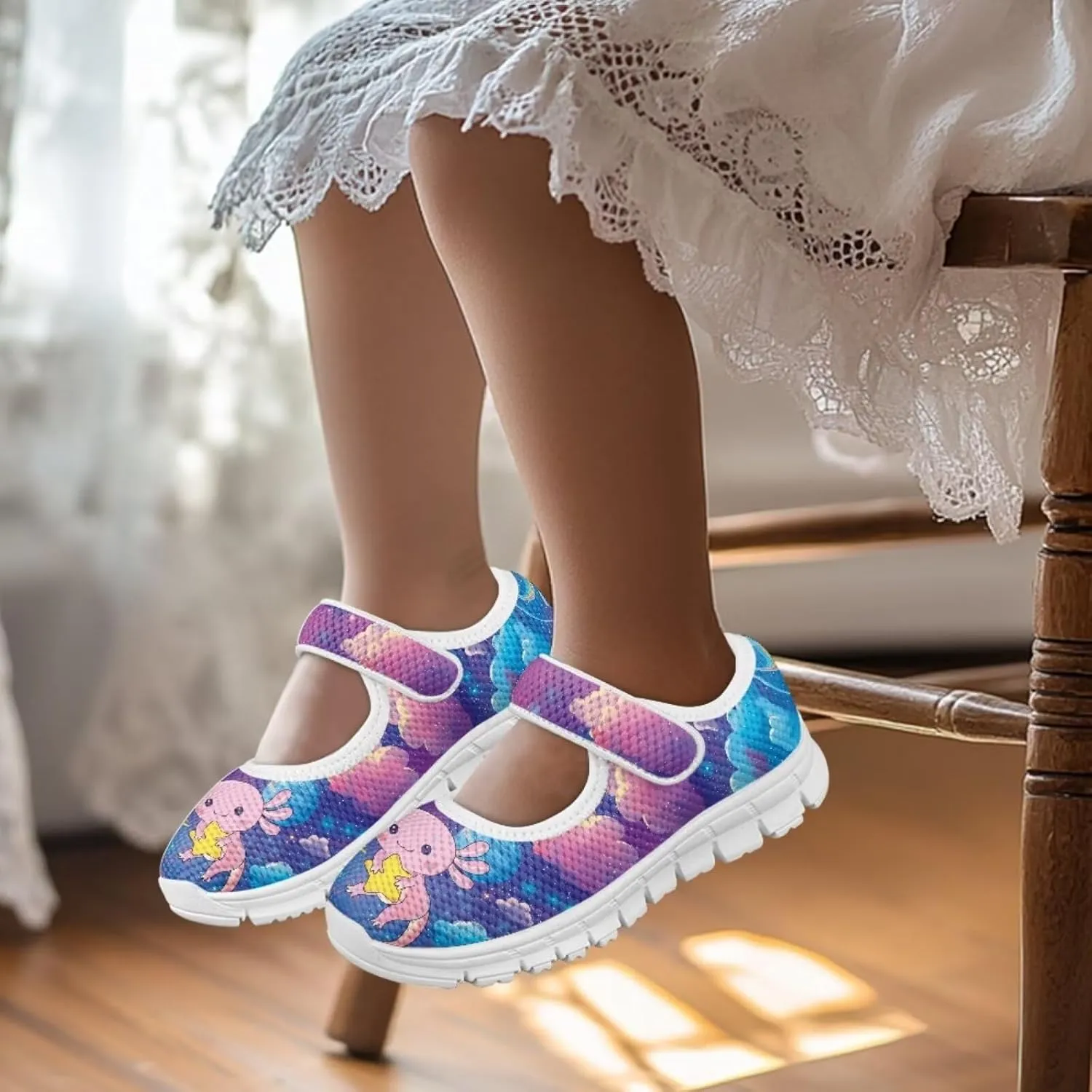 BIGCARJOB Mary Janes Sneakers for Girls Tennis Shoes School Uniform Shoes Kids Flats Walking Shoes