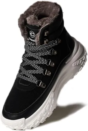 Black Winter Boots for Women,Snow Boots Warm Hiking Sneakers,Waterproof Lightweight Outdoor Shos