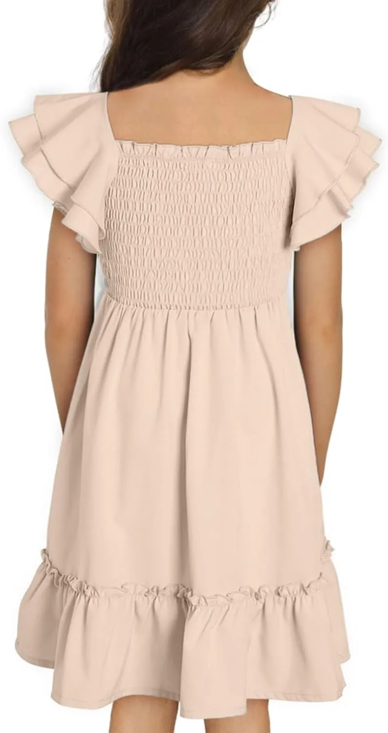 blibean Tween Girls Elegant Ruffle Sleeve Dresses Size 6-15 Years