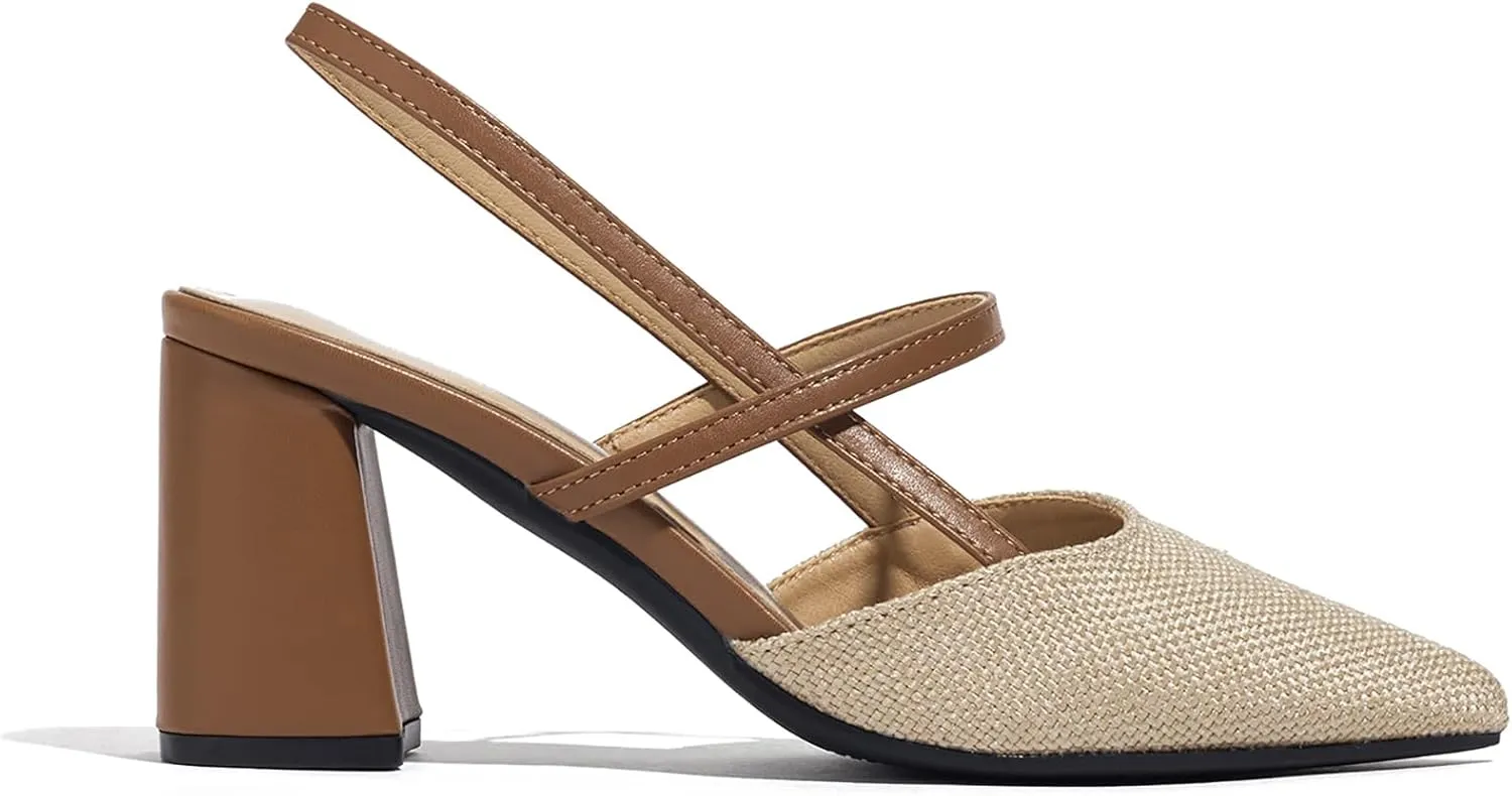 Block Heeled Sandals Pumps Chunky Closed Toe Shoes for Women
