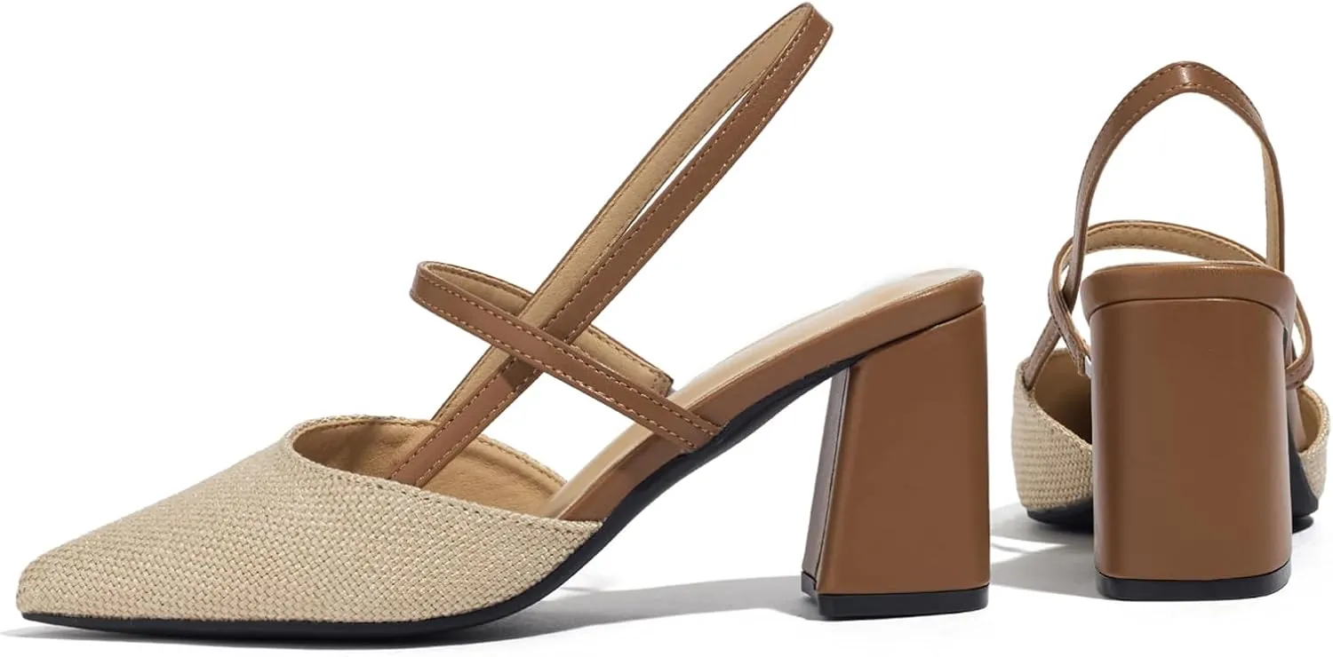 Block Heeled Sandals Pumps Chunky Closed Toe Shoes for Women