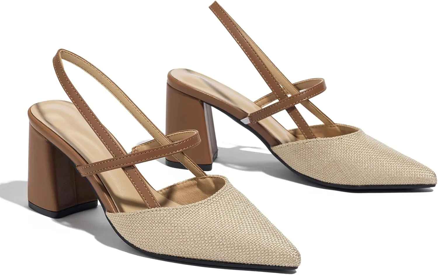 Block Heeled Sandals Pumps Chunky Closed Toe Shoes for Women