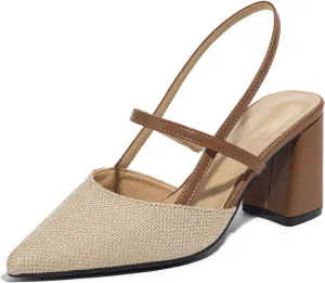 Block Heeled Sandals Pumps Chunky Closed Toe Shoes for Women