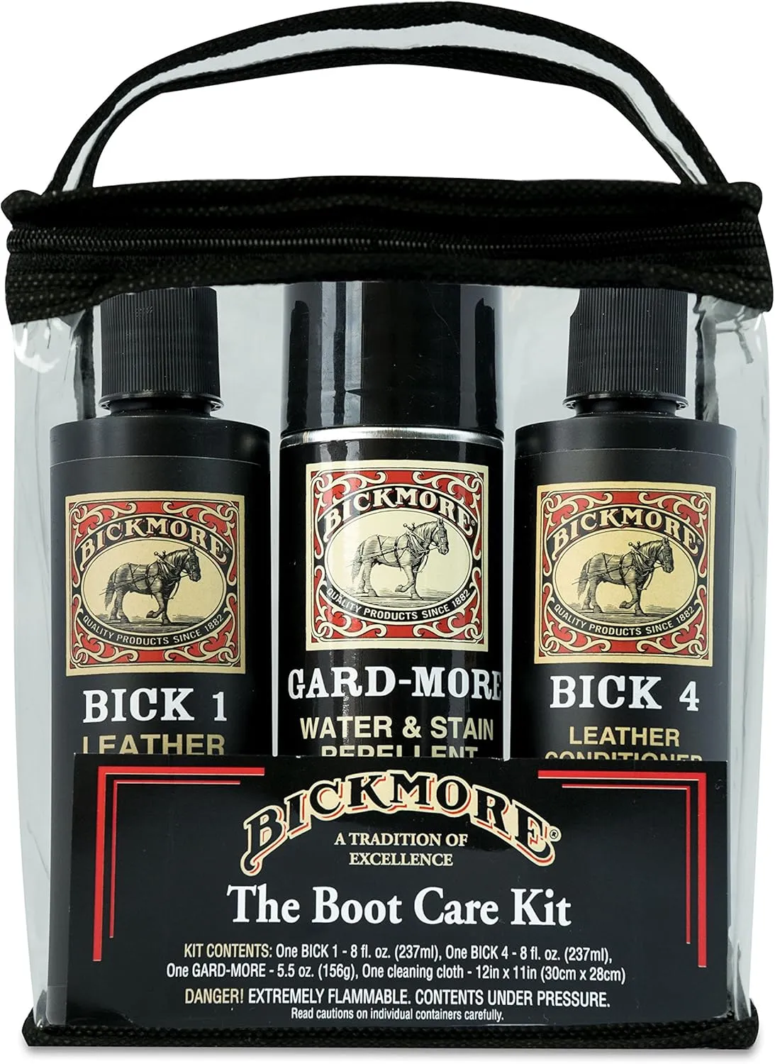 Boot Care Kit - Bick 1 Bick 4 & Gard-More - Leather Lotion Cleaner Conditioner & Protector - For Cleaning Softening and Protecting Boots Shoes Handbags Purses Jackets and More
