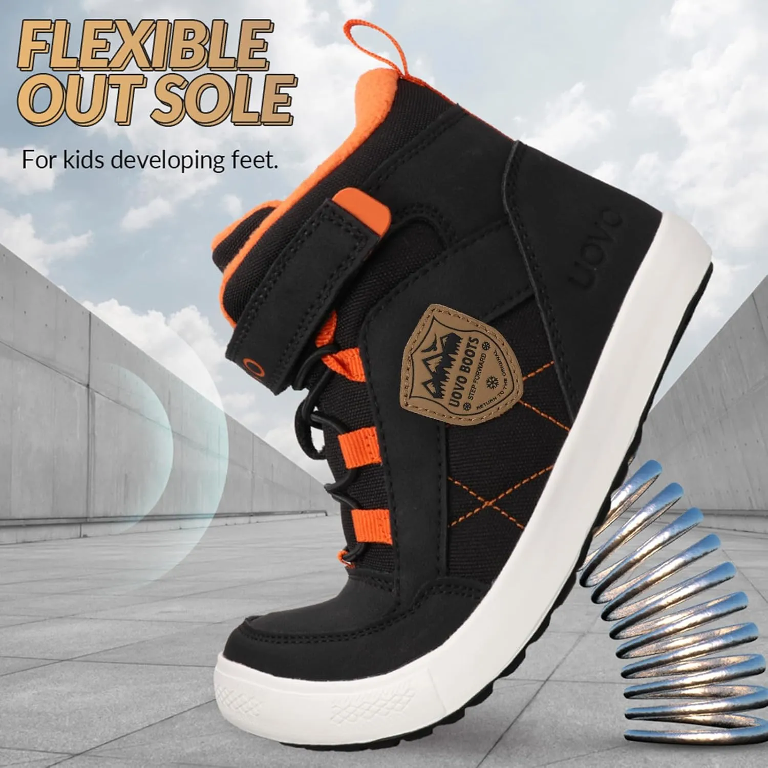 Boys Snow Fashion Boots Winter Waterproof Slip Resistant Fur Lined Outdoor Ankle Walking Sports Shoes (Toddler/Little Kid/Big Kid)
