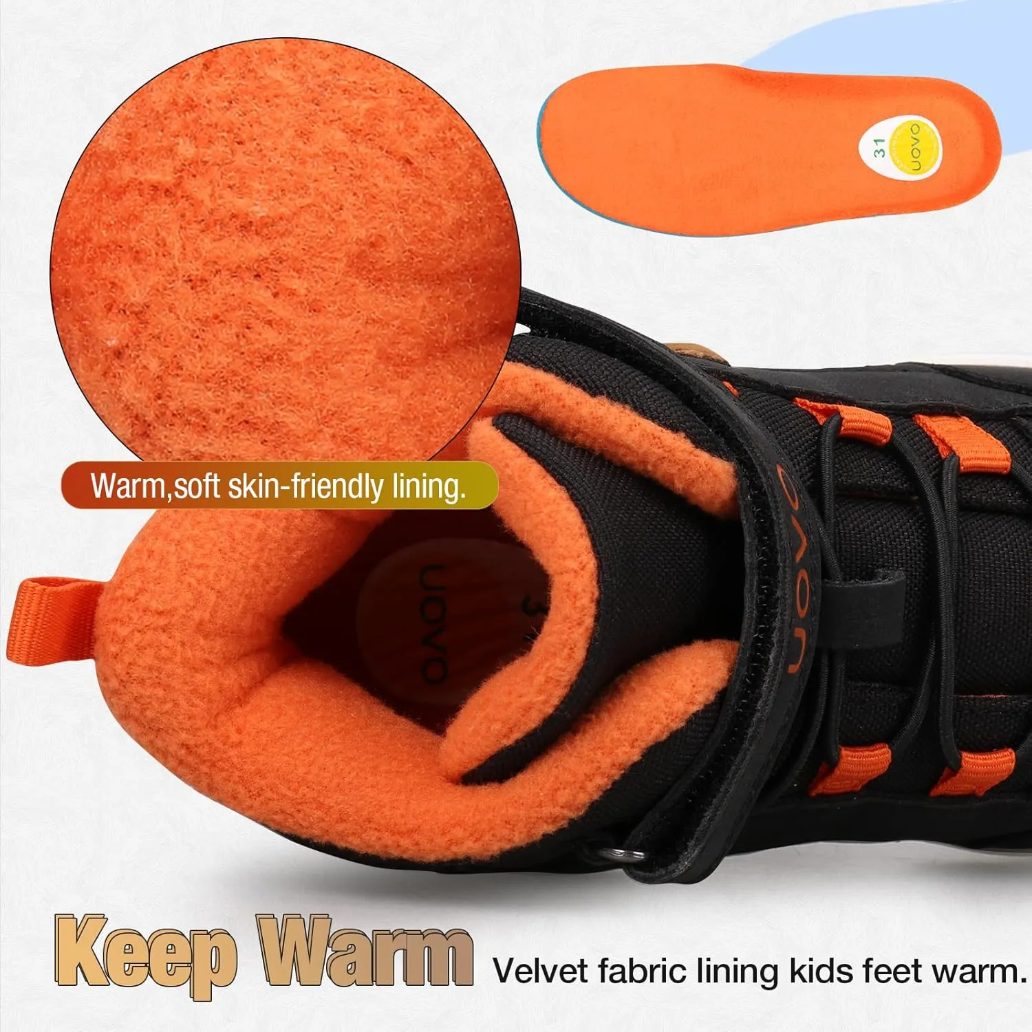 Boys Snow Fashion Boots Winter Waterproof Slip Resistant Fur Lined Outdoor Ankle Walking Sports Shoes (Toddler/Little Kid/Big Kid)