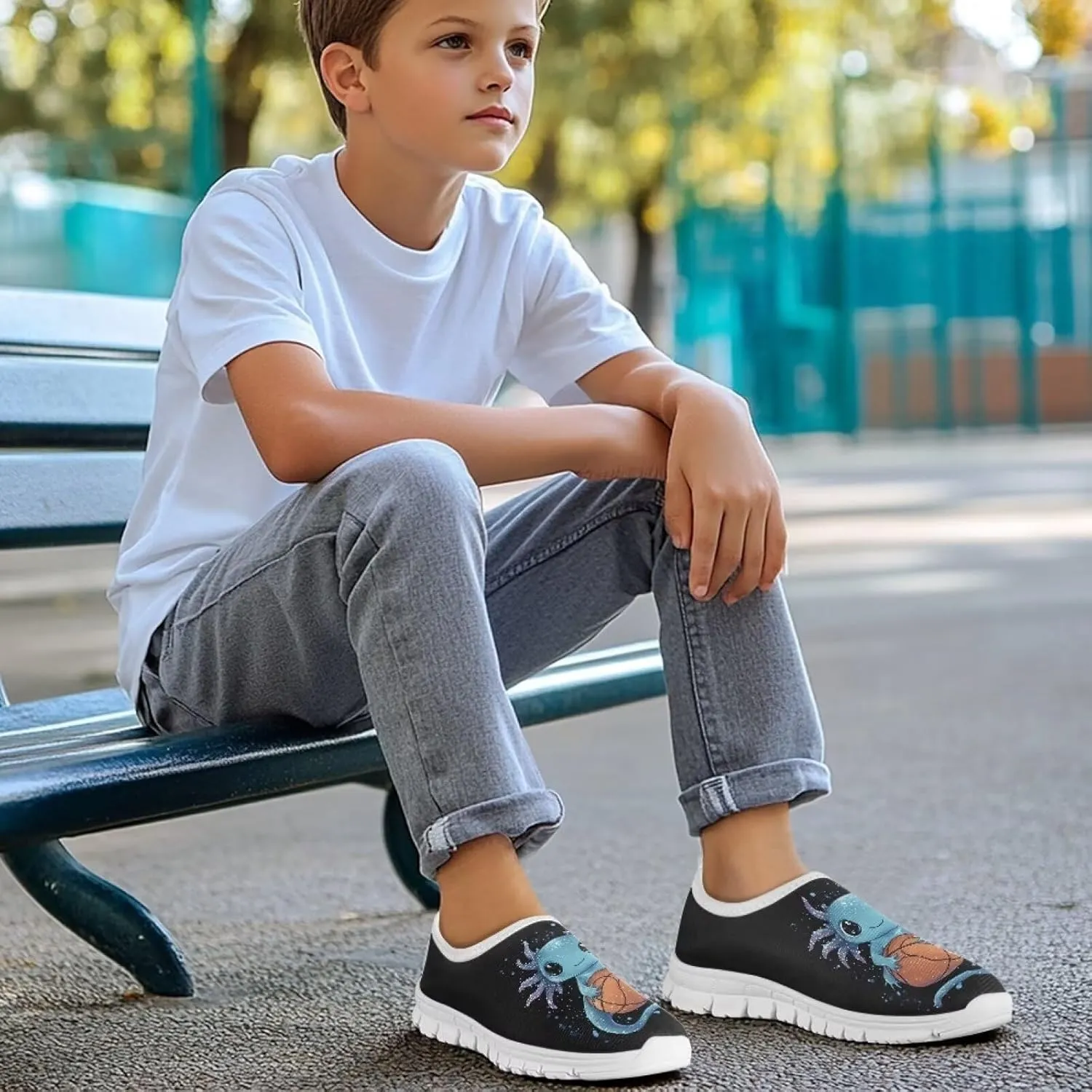 Boys Tennis Shoes Non Slip Kids Slip On Sneakers for Outdoor Activities