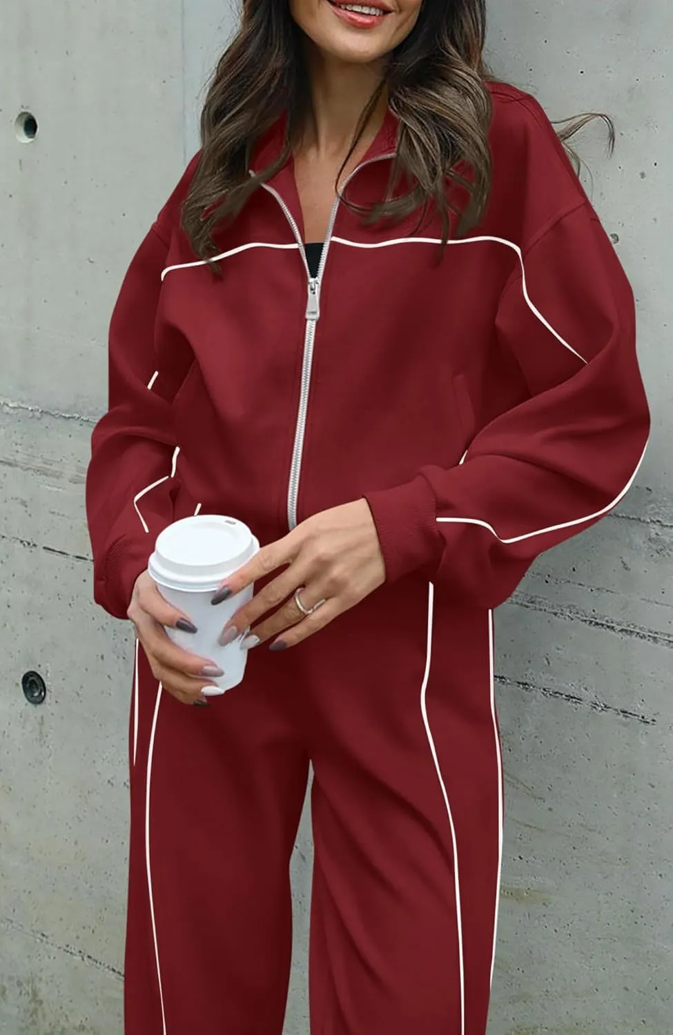 BTFBM Women's Two Piece Tracksuit Fall 2025 Long Sleeve Zip Up Sweatshirt Long Pants Outfits Jogger Sweatsuit Sets
