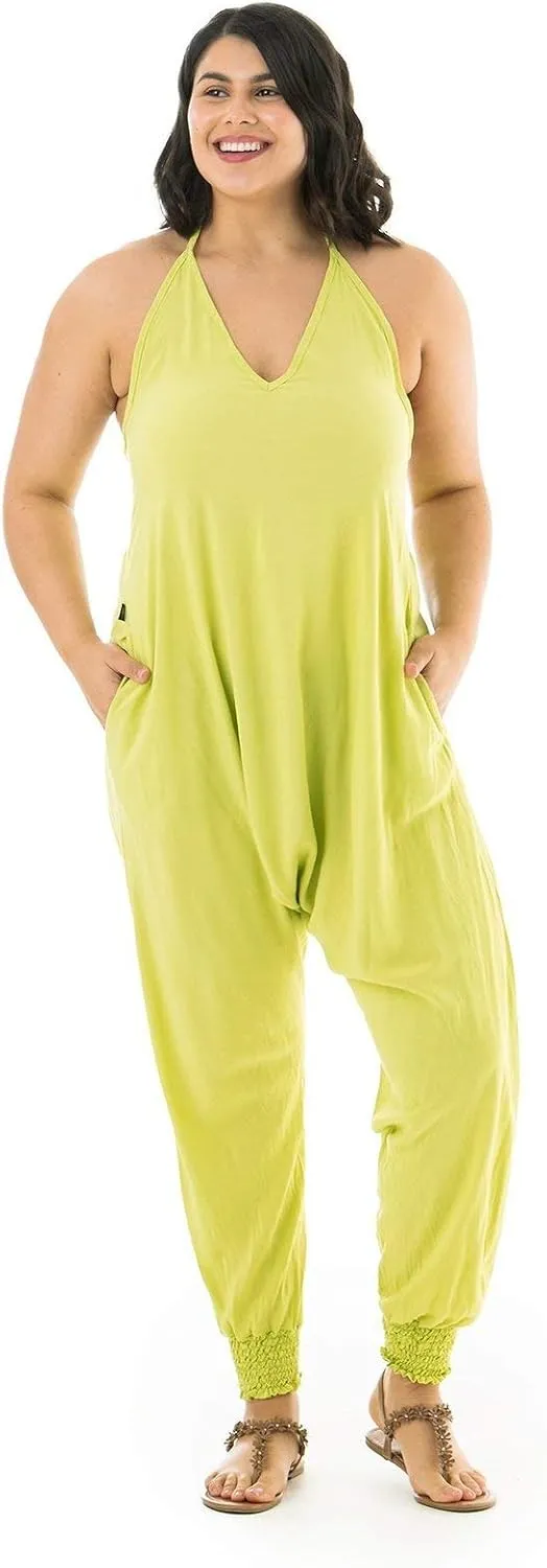 Buddha Pants Harem Jumpsuit - Casual Jumpsuits for Women, Comfortable Cotton Jumpsuit with Pockets – Boho Relaxed Summer Wear