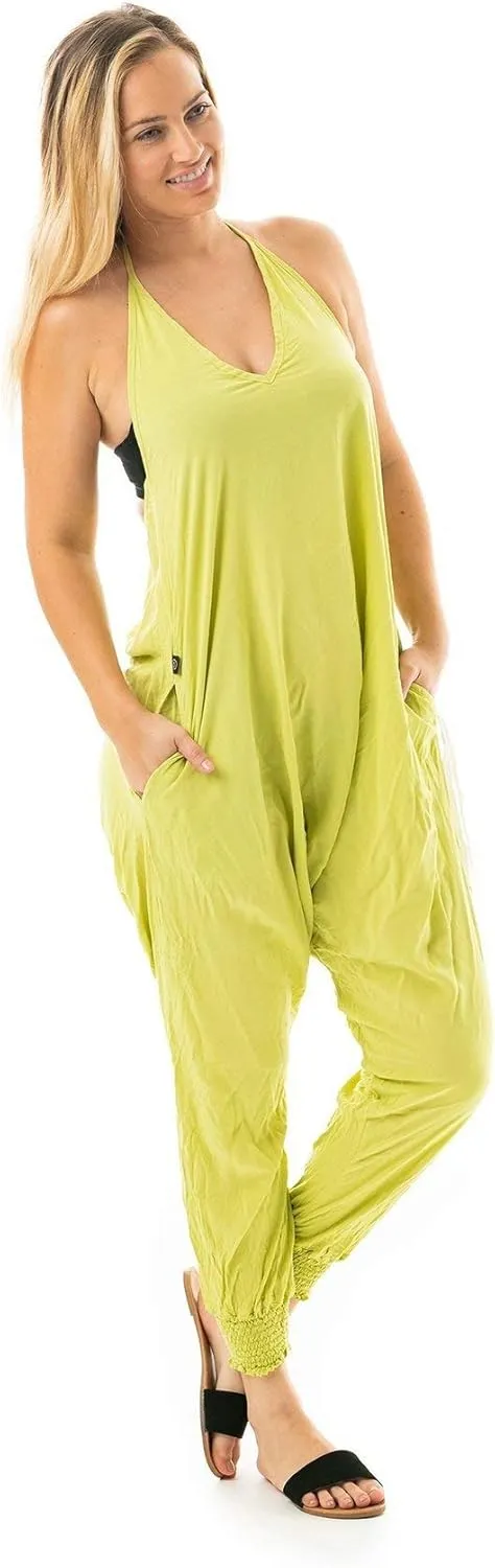 Buddha Pants Harem Jumpsuit - Casual Jumpsuits for Women, Comfortable Cotton Jumpsuit with Pockets – Boho Relaxed Summer Wear