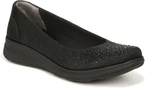 BZees Womens Golden Bright Machine Washable Slip On Loafer Black Fabric 8.5 W