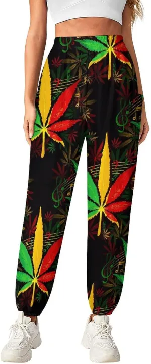 Cannabis Leaf Yoga Bloomers Womans Hippie Harem Pant Beach Pants Elastic Gym Leggings Loose Casual Slacks Sweatpants