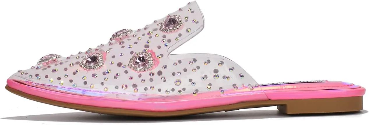 Cape Robbin Sierra Rhinestone Gem Pointy Toe Mule Flats (Sierra)