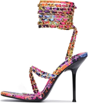 Cape Robbin Women's Woven Strappy High Heels - Lace Up Open Toe Sandals (Hani)