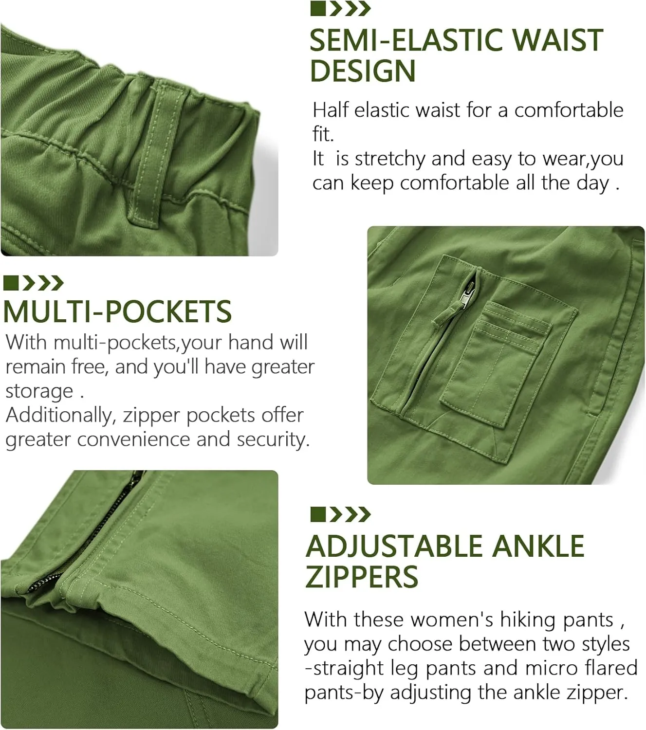 Cargo Hiking Pants for Women Tactical Baggy Pants Women's Casual Y2K with 6 Zipper Pockets No Belt