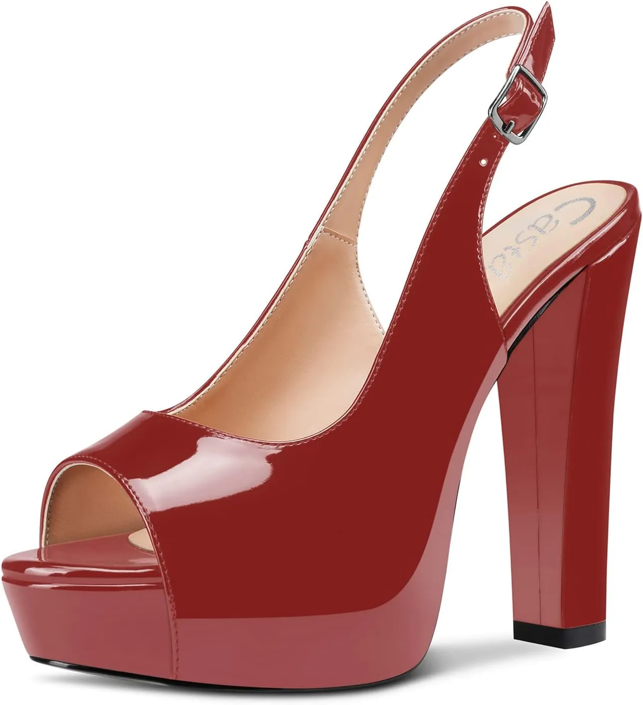 Castamere Women Chunky Block High Platform Heels Peep Open Toe Sandals Slingback Wedding Slip-on Pumps Clear Cute Dress Shoes
