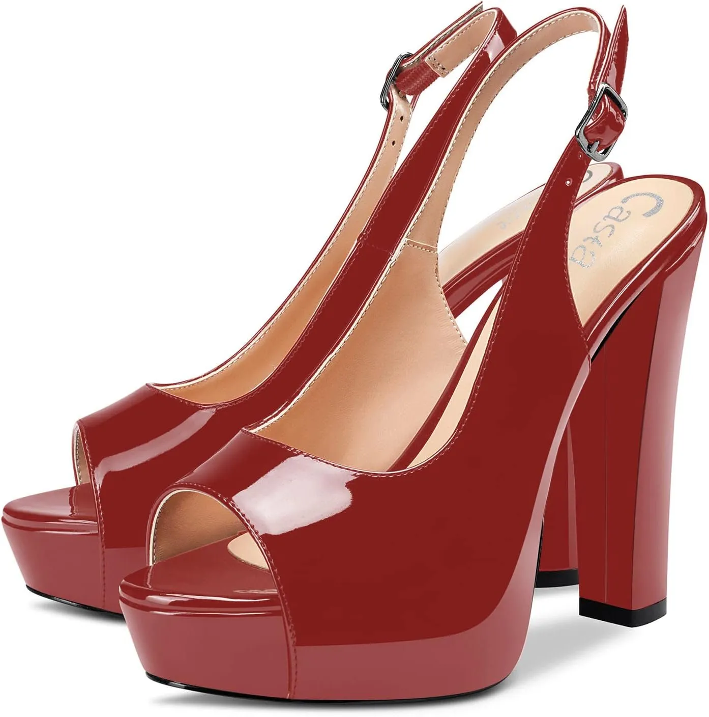 Castamere Women Chunky Block High Platform Heels Peep Open Toe Sandals Slingback Wedding Slip-on Pumps Clear Cute Dress Shoes