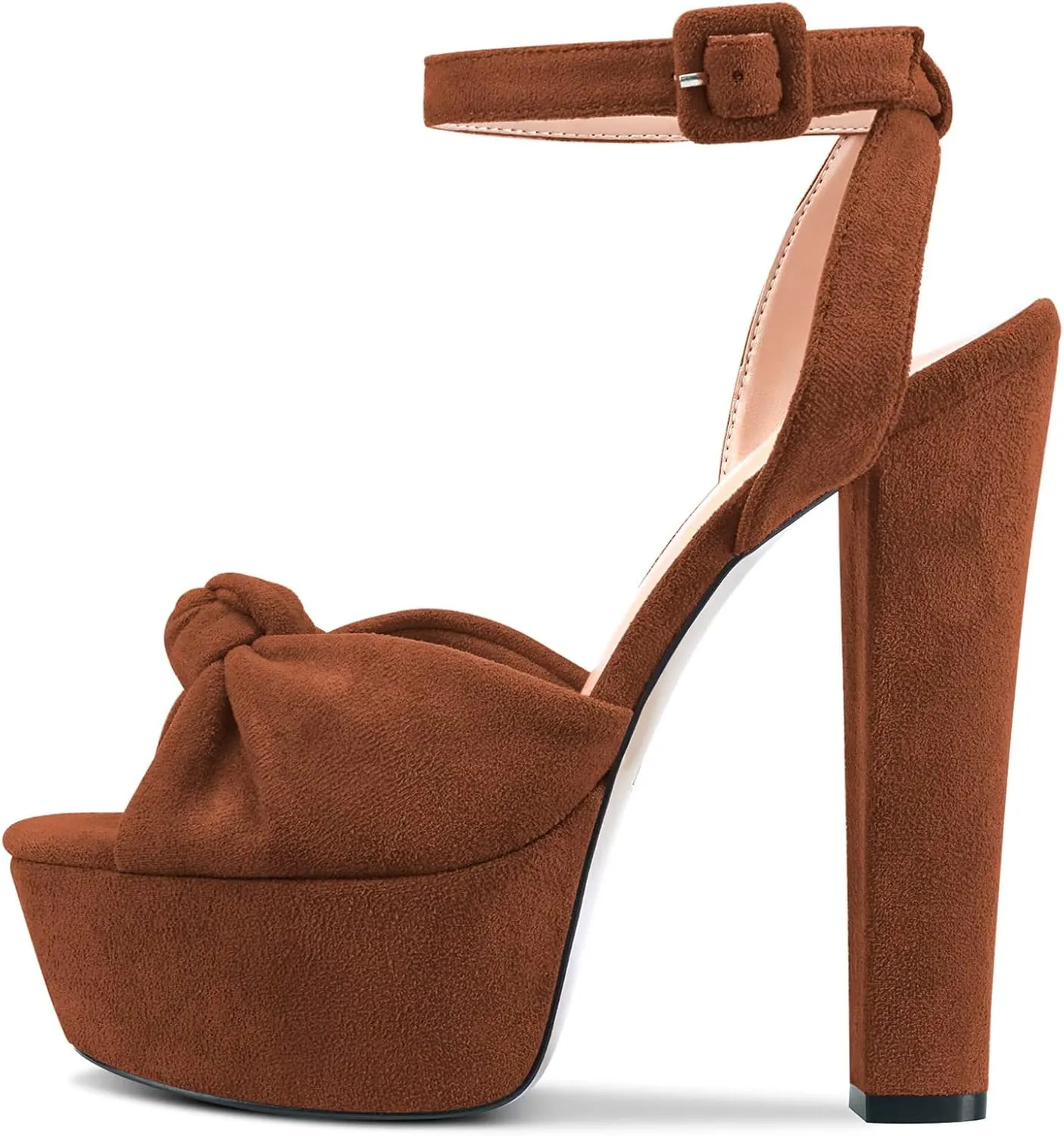 Castamere Women High Chunky Block Platform Heel Peep Open Toe Ankle Strap Bow-knot Sandals
