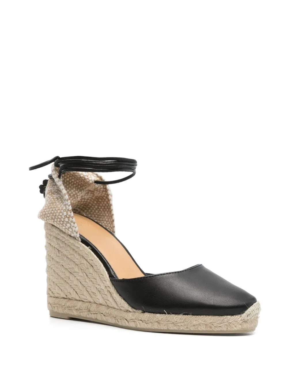 Castaner Black Flat Espadrilles with Tie-Fastening Ankle Strap