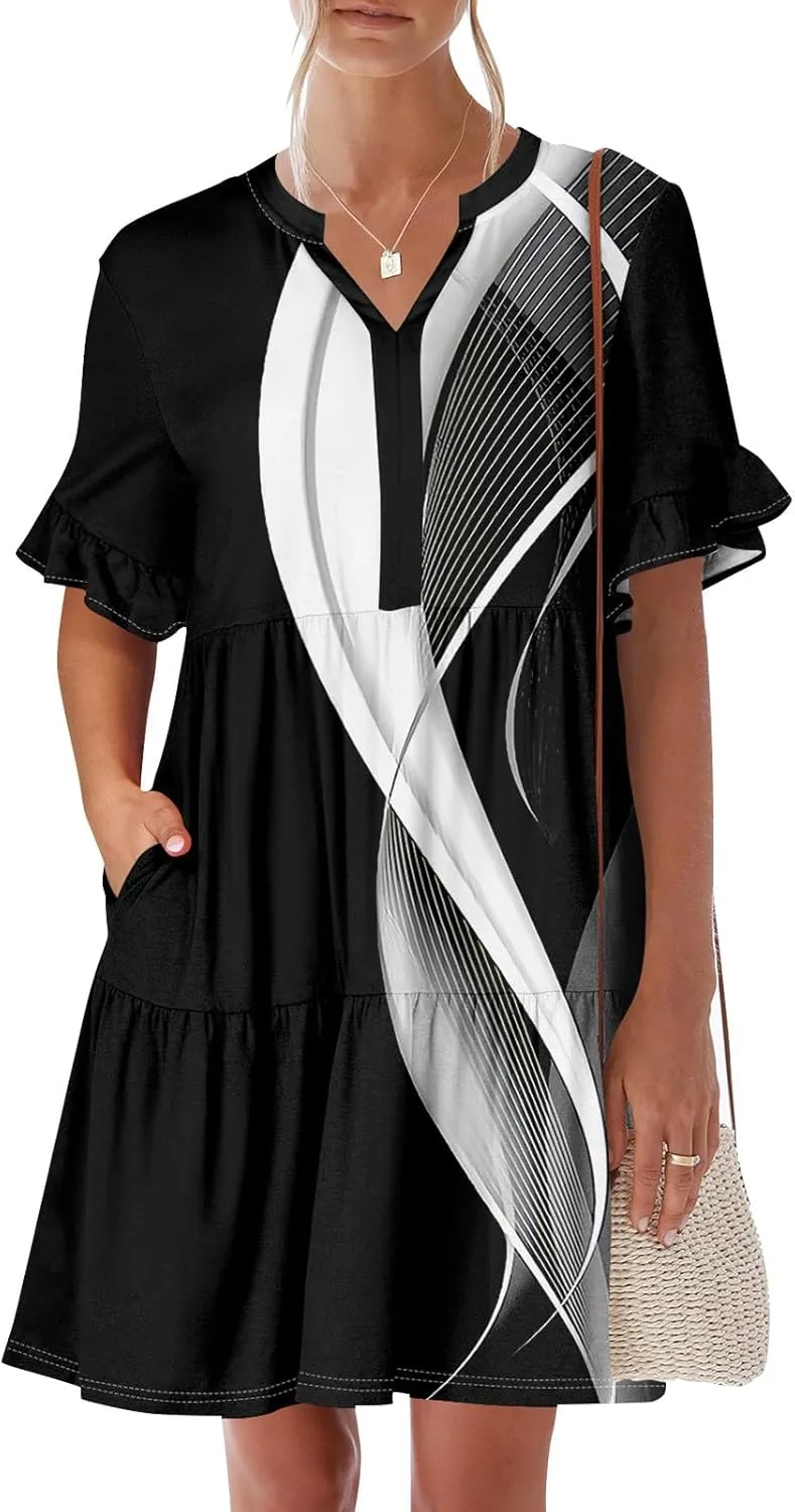 Casual Dresses for Women, Boho Beach Vacation Flowy Trendy Elegant Womens Sundresses