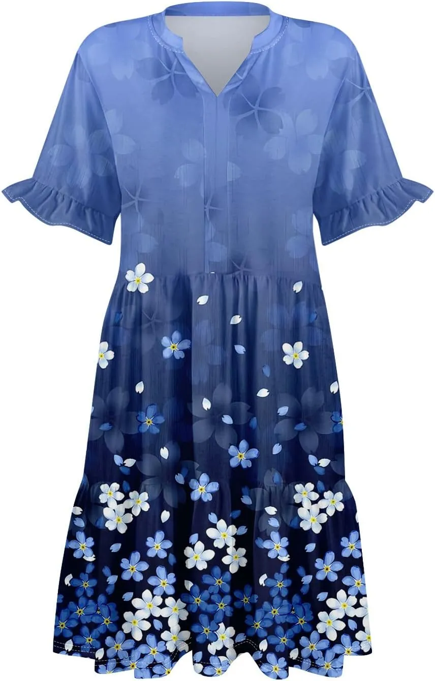 Casual Dresses for Women, Flowy Travel Vacation Elegant Trendy Boho Sundresses for Women