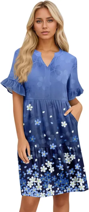 Casual Dresses for Women, Flowy Travel Vacation Elegant Trendy Boho Sundresses for Women