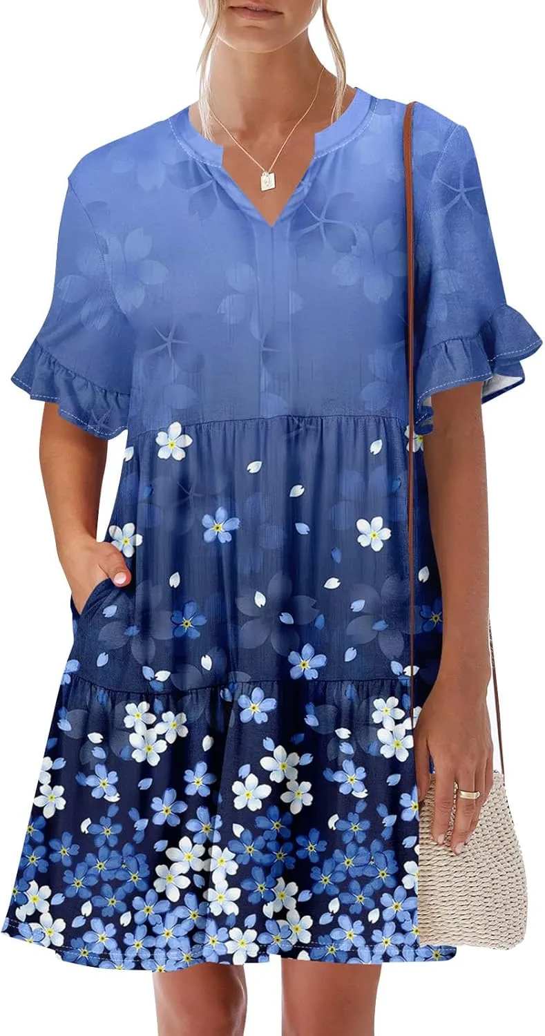 Casual Dresses for Women, Flowy Travel Vacation Elegant Trendy Boho Sundresses for Women