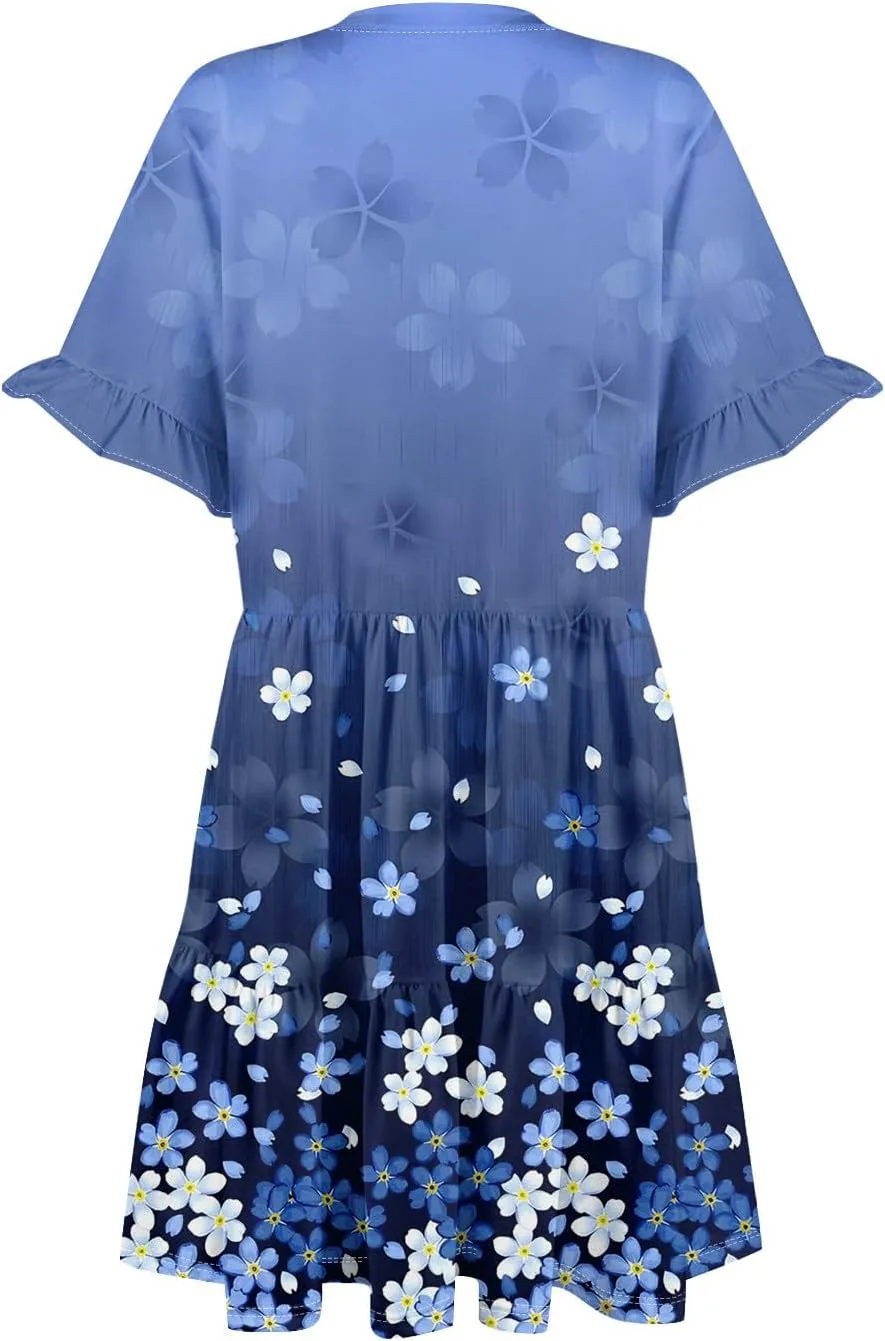 Casual Dresses for Women, Flowy Travel Vacation Elegant Trendy Boho Sundresses for Women