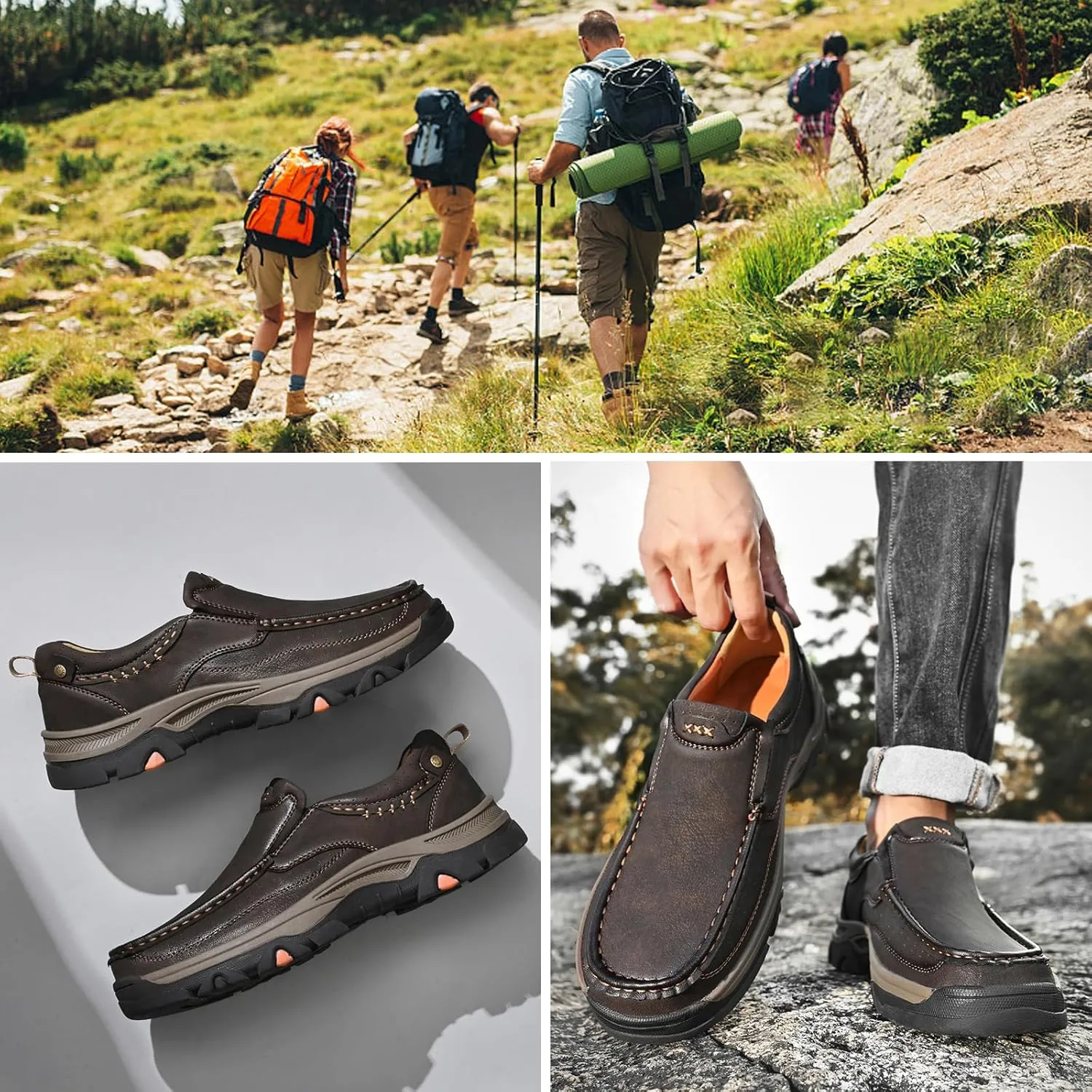 Casual Shoes for Men, Waterproof Oxfords Comfortable Walking Shoes, Lightweight Hiking Sneakers for Trekking Outdoor