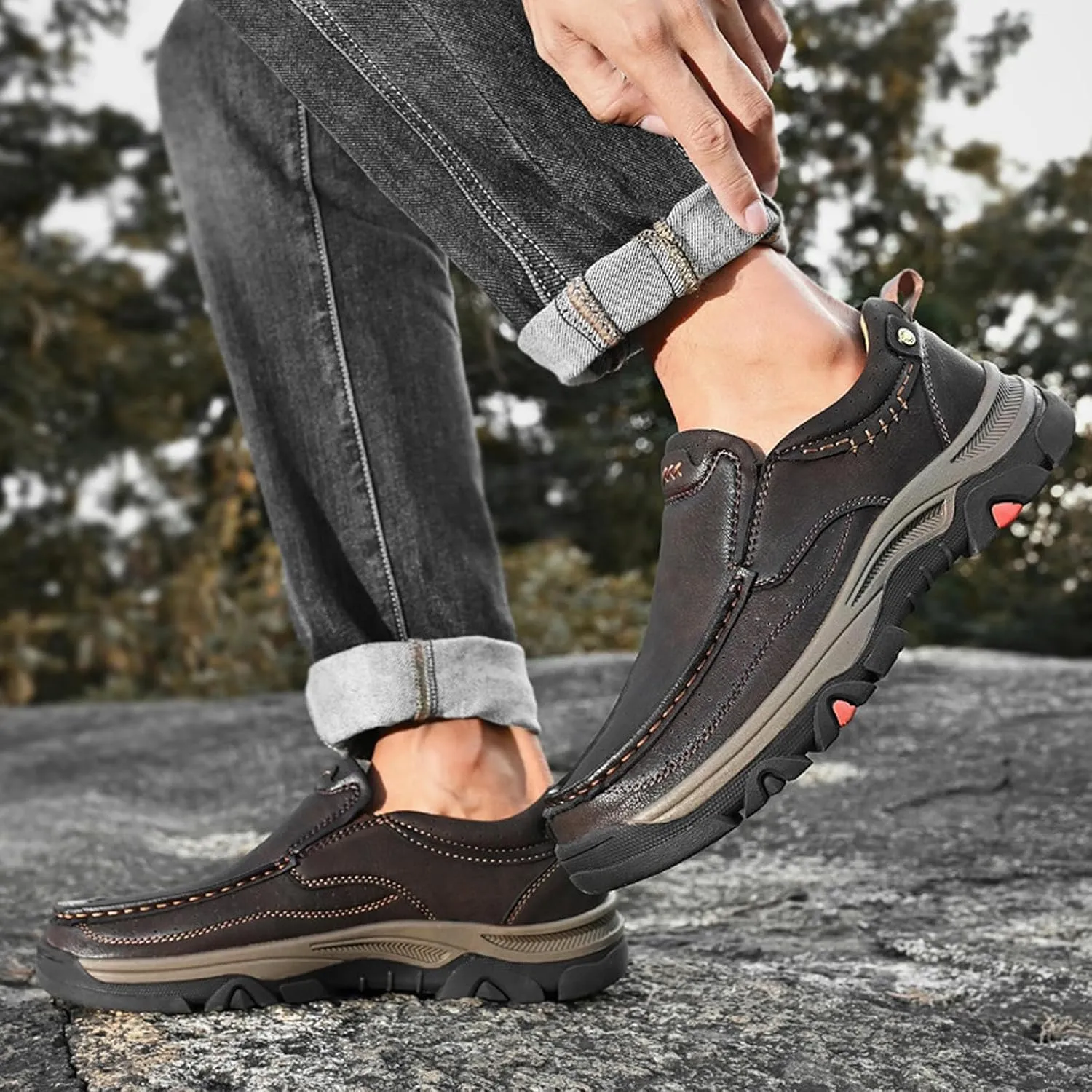 Casual Shoes for Men, Waterproof Oxfords Comfortable Walking Shoes, Lightweight Hiking Sneakers for Trekking Outdoor