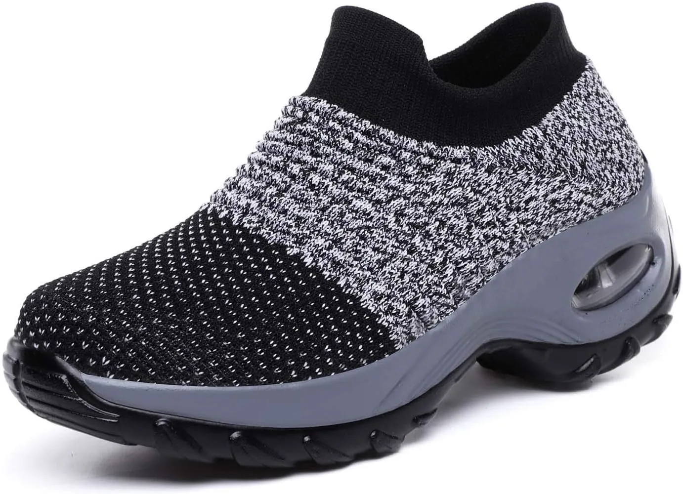 CERYTHRINA Women's Walking Shoes Sock Sneakers Mesh Slip On Air Cushion Toning Rocker Shoes Platform Loafers