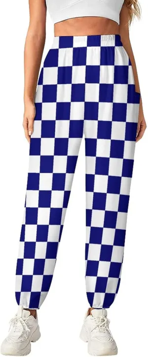 Checkerboard Grid Yoga Bloomers Womens Hippie Harem Pant Lantern Pants Elastic Gym Yoga Trousers Loose Casual Slacks