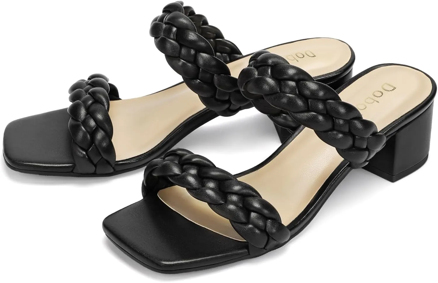 Chunky Heels for Women Braided Dressy Sandals Square Open Toe Summer Shoes