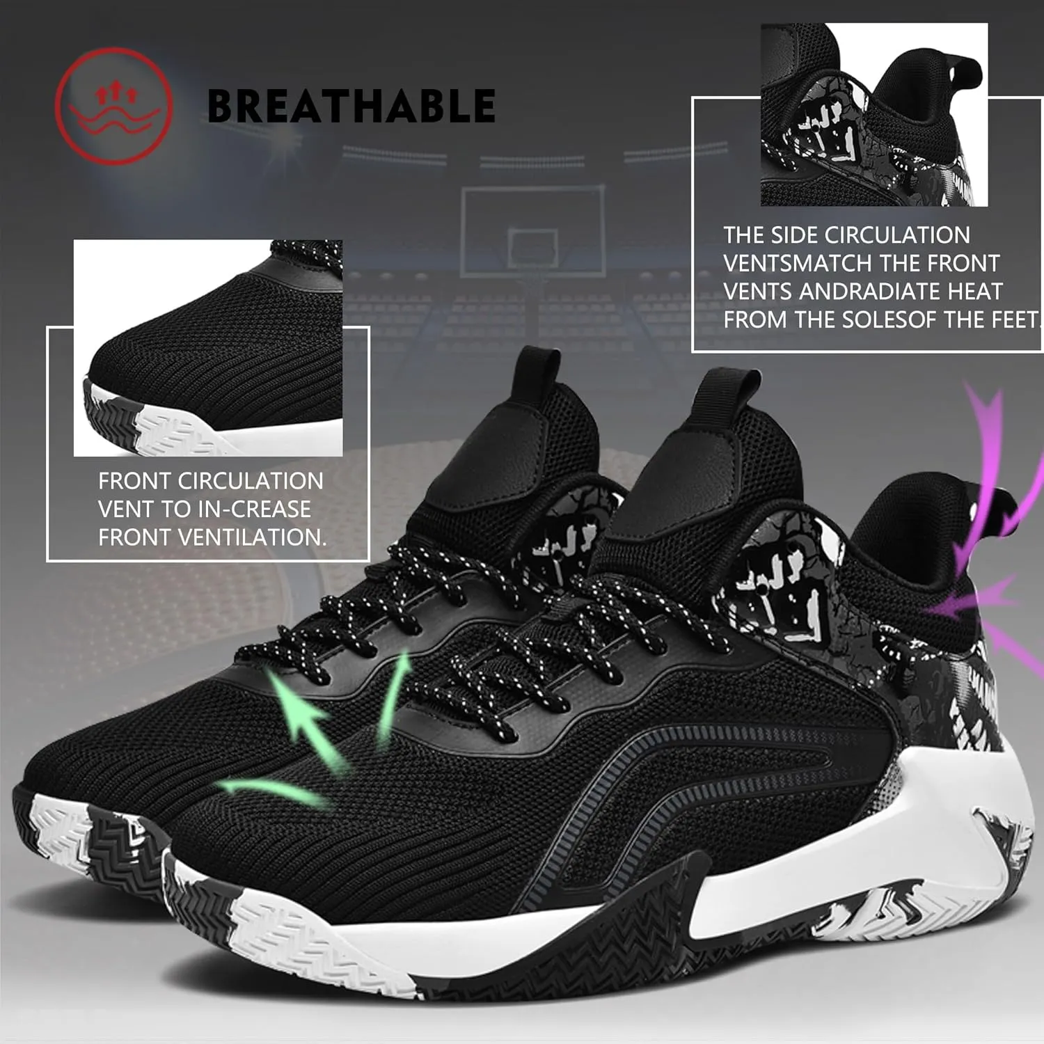 CJSPORX Mens Basketball Shoes Breathable Non Slip Running Fashion Sneakers