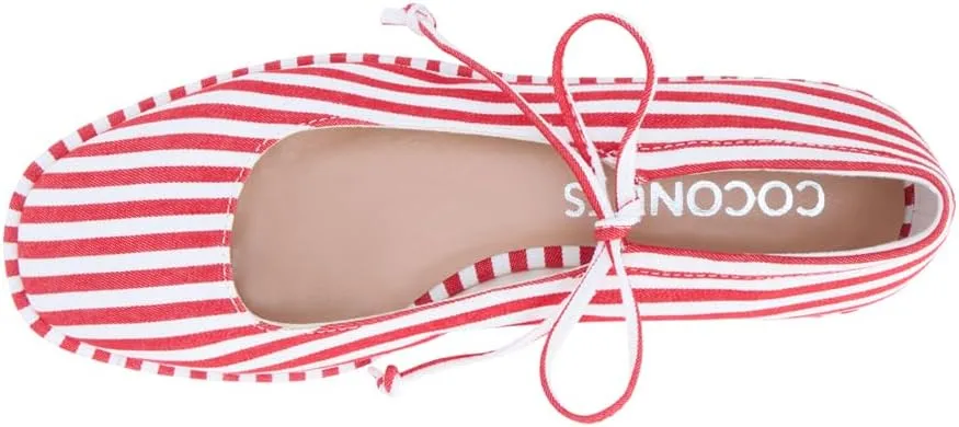 Coconuts by Matisse Womens Gerry Striped Mary Jane Ballet Flats Casual - Red